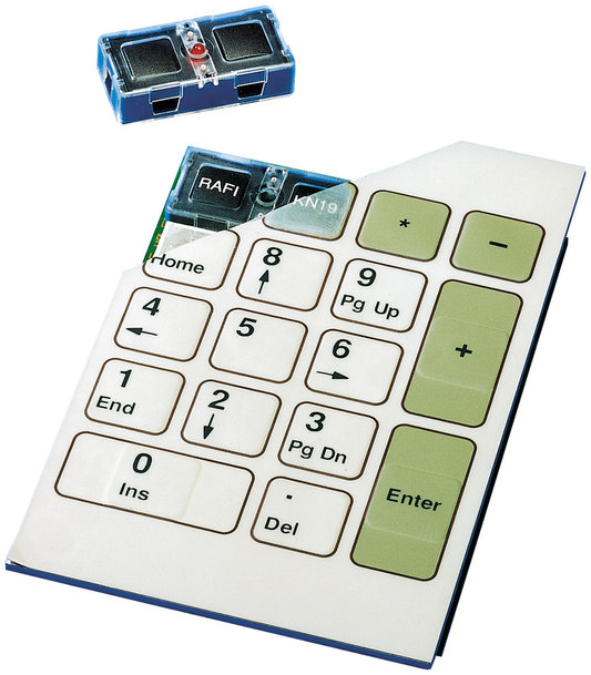 A RAFI classic: The KN 19 tactile mains switch for under-membrane installation